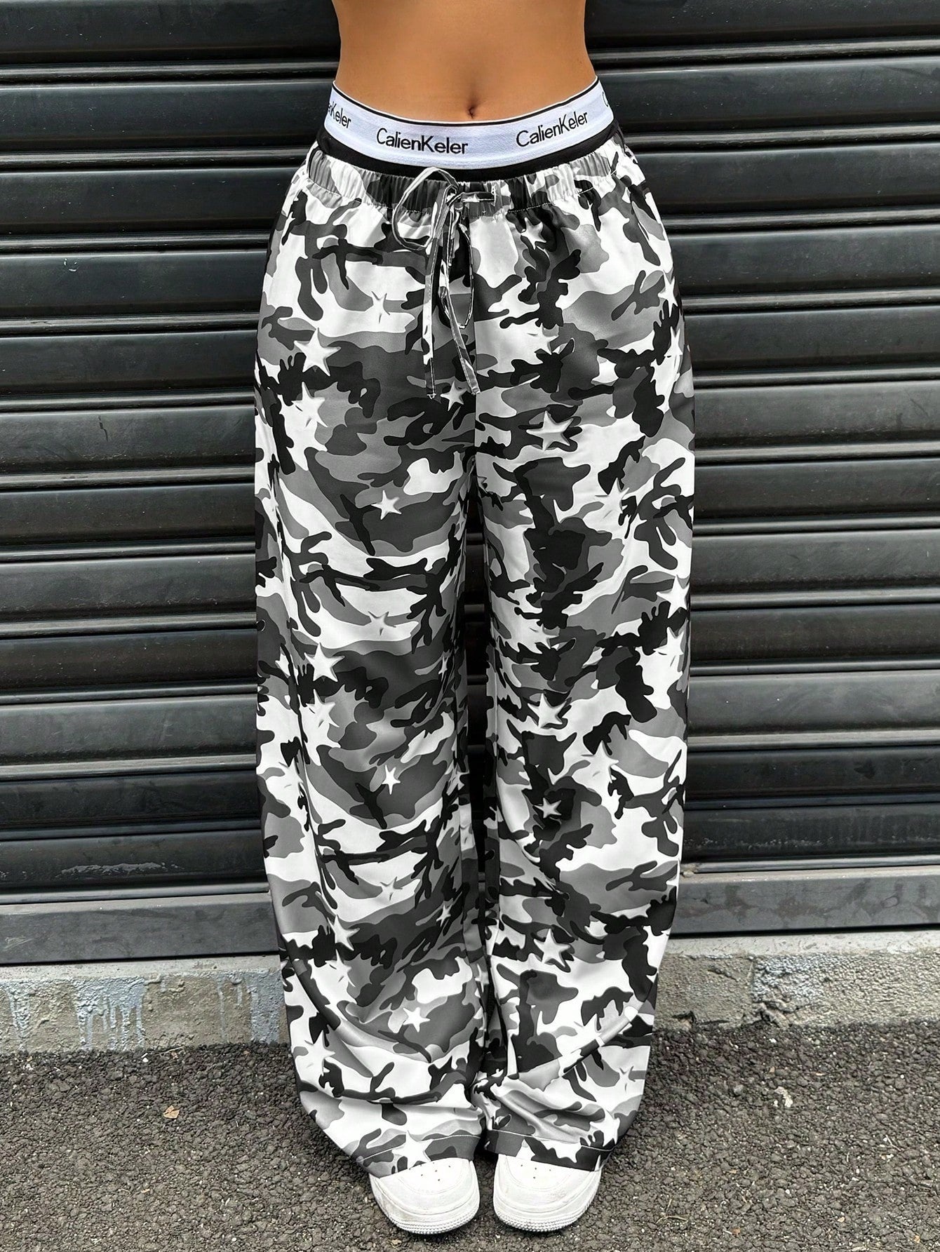 Camouflage Fashionable Slim High Waist Straight Trousers