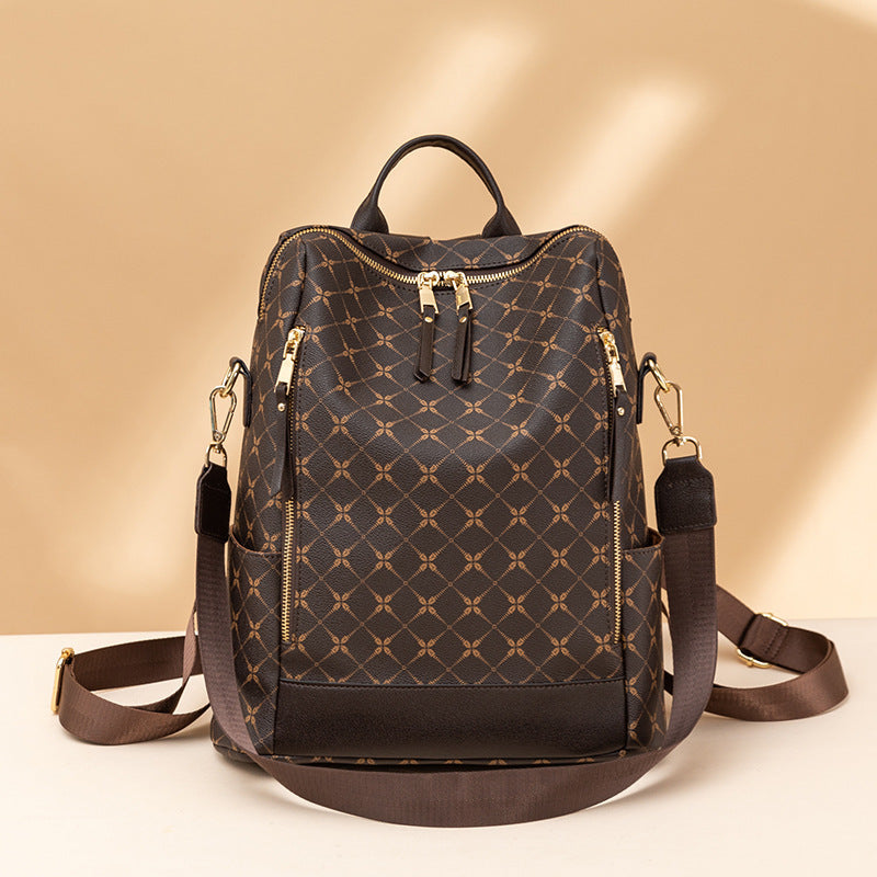 Large Capacity Simple All-matching Printed Retro Anti-theft Travel Crossbody Backpack