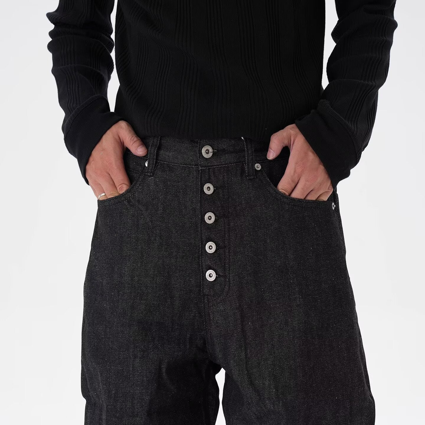 American Vintage Raw Denim Curved Knife Jeans For Men