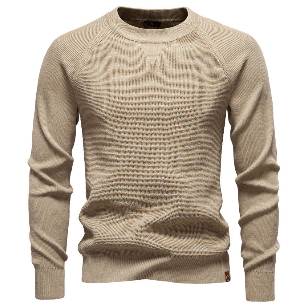 Maglione da uomo lavorato a maglia casual da lavoro di alta qualità, girocollo, tinta unita, alla moda