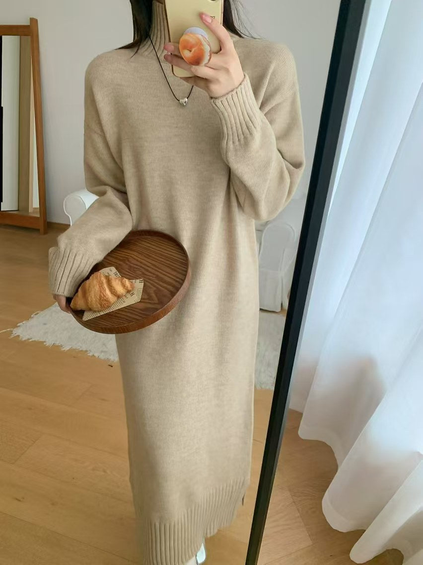 Idle Style Pullover Thickened Plus Size Bottoming Loose Knitted Dress Women