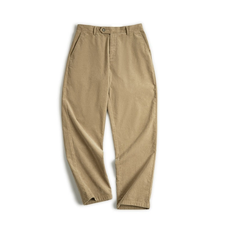Retro Khaki Corduroy Casual Pants Straight Autumn