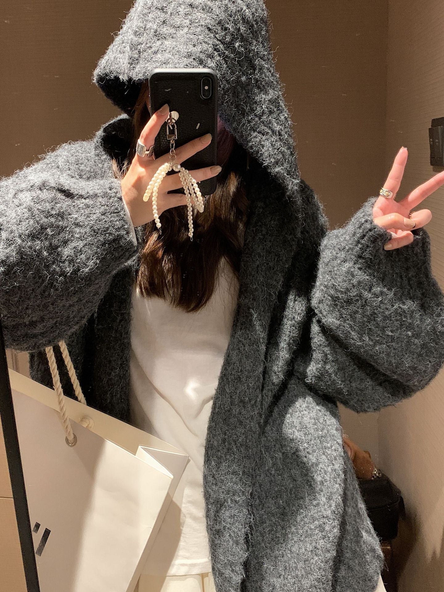 Retro Maillard Hooded Sweater Cardigan For Women