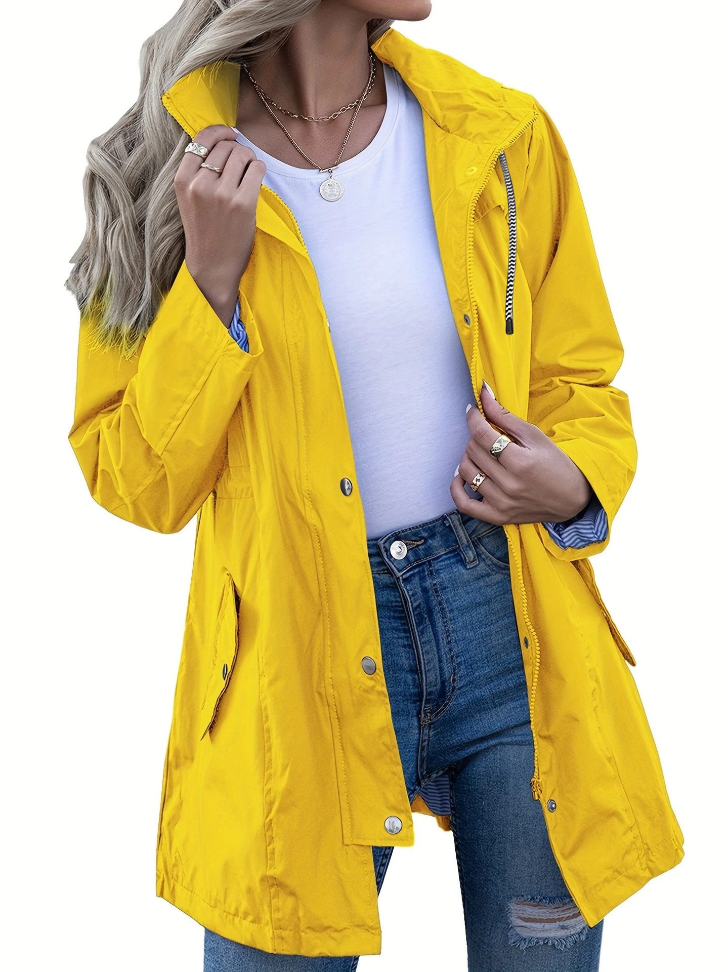 Giacca impermeabile da donna, vestibilità slim, antivento