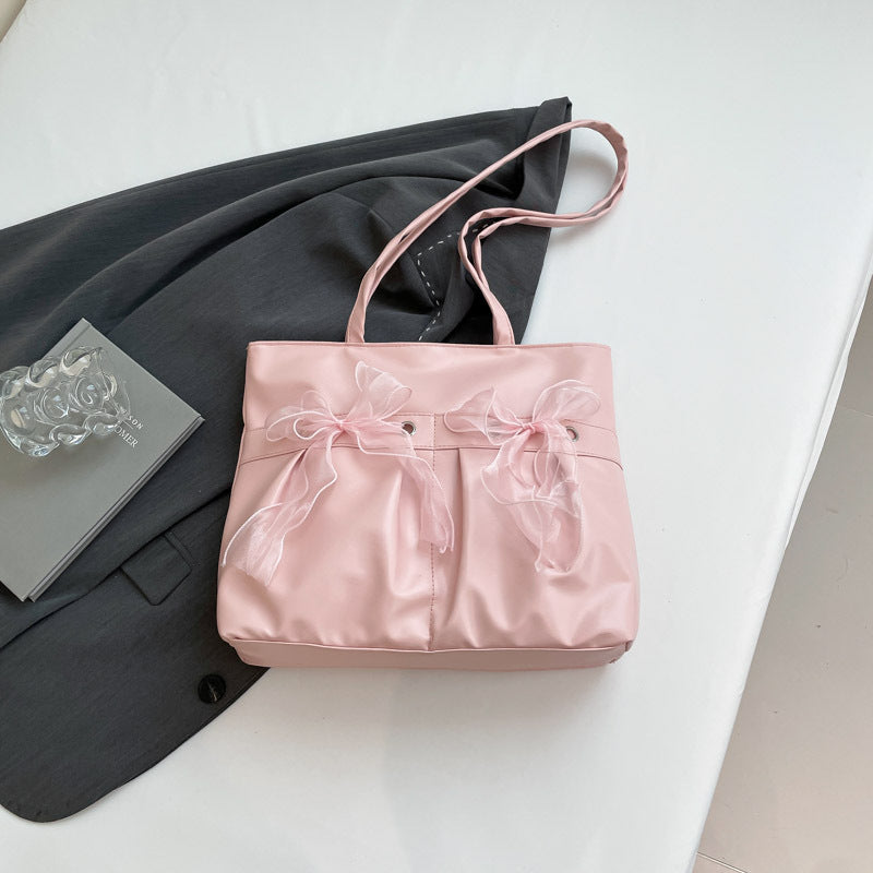College Style Bow Tote Bag Large Capacity