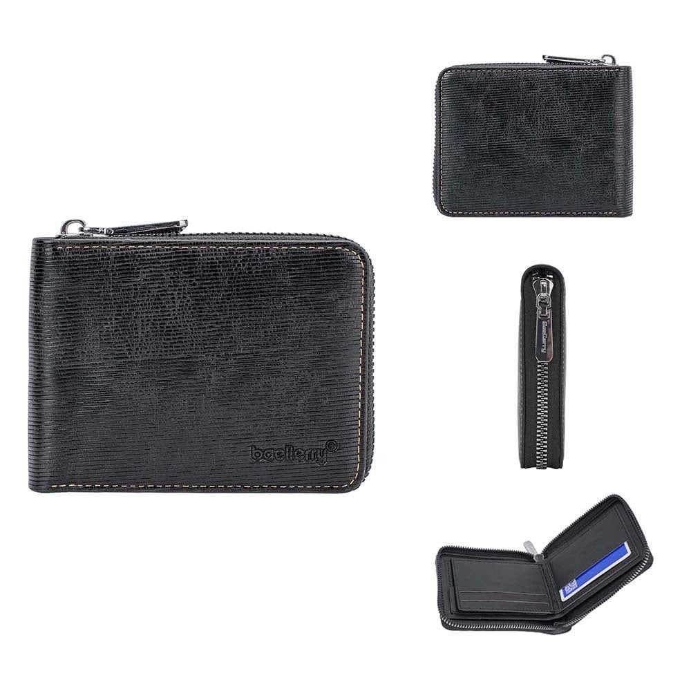 Leather Anti-theft Credit Card Zipper Wallet