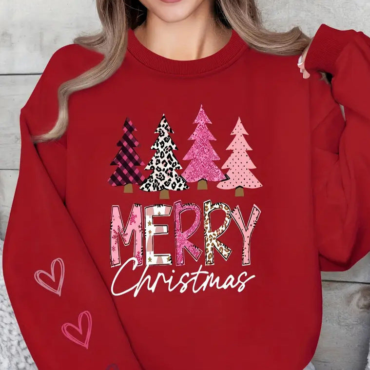 Maglia casual da donna con scollo tondo e maniche lunghe stampate