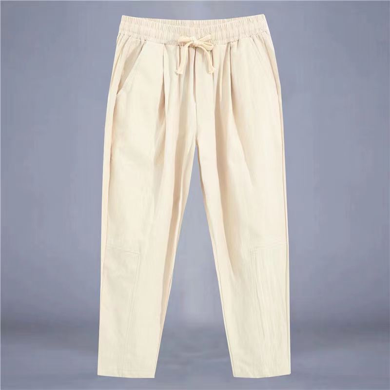 Cotton And Linen Thin Loose Plus Size Sports Straight Pants
