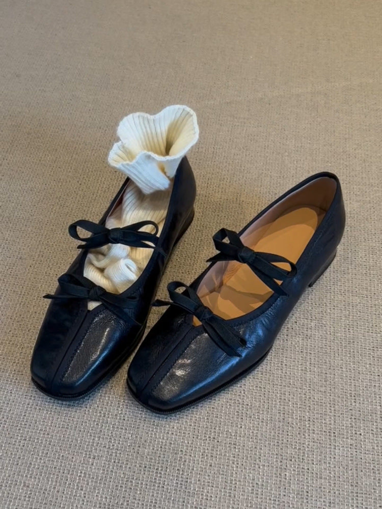 French Style Ballet Shoes Women's Soft Bottom With Skirt Vintage Mary Jane