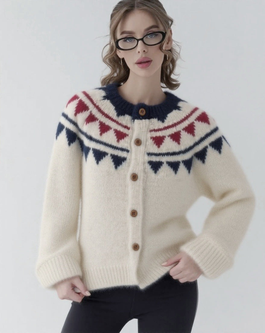 Round Neck Loose All-match Soft Glutinous Knitted Coat