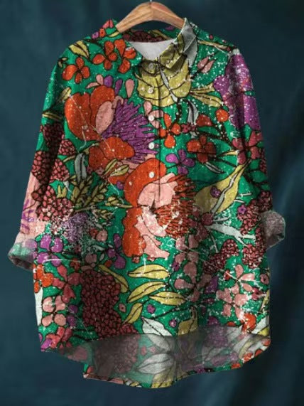 Womens Casual Long-sleeve Shirt Top