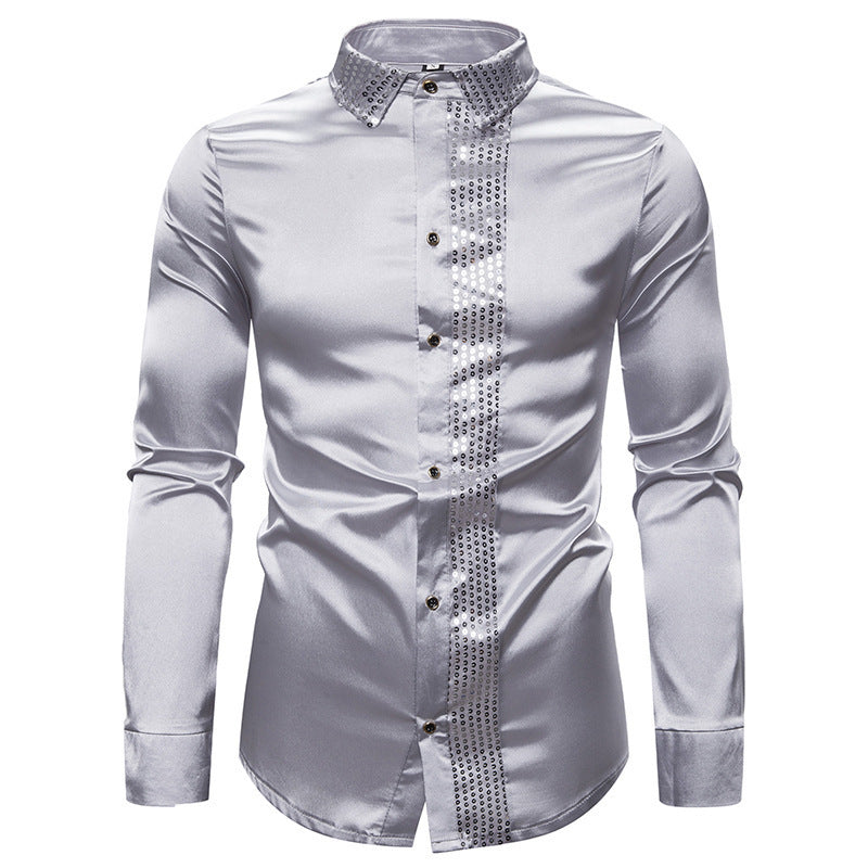 Host Ceremony Men's Lapel Long Sleeve Shirt