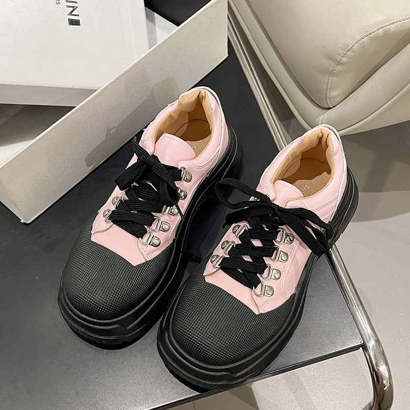 Scarpe da donna in pelle con plateau, stile britannico