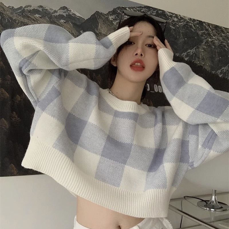 Maglione corto versatile a traliccio Sweet Leisure da donna