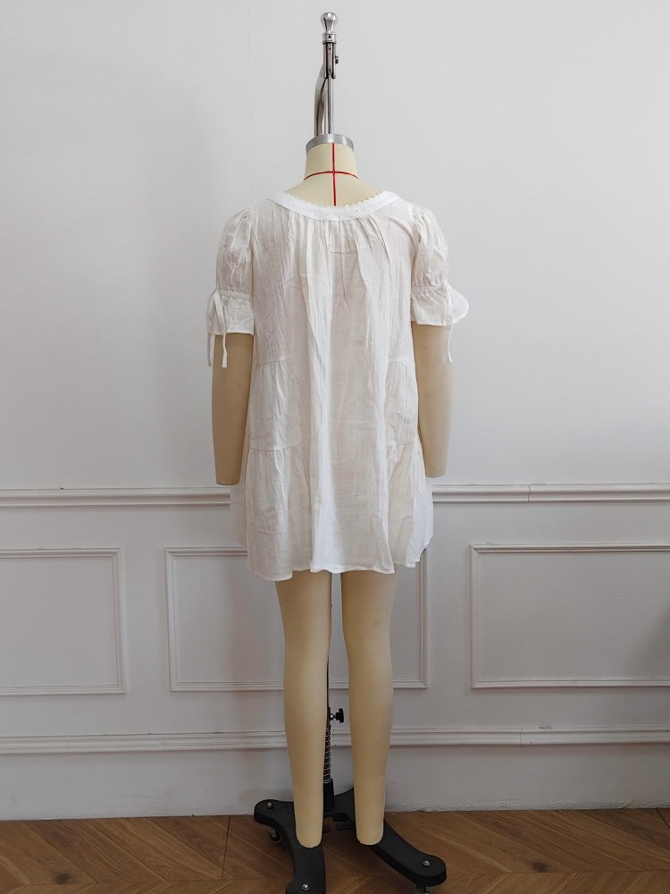 Lace White Dress Women's A-line Skirt