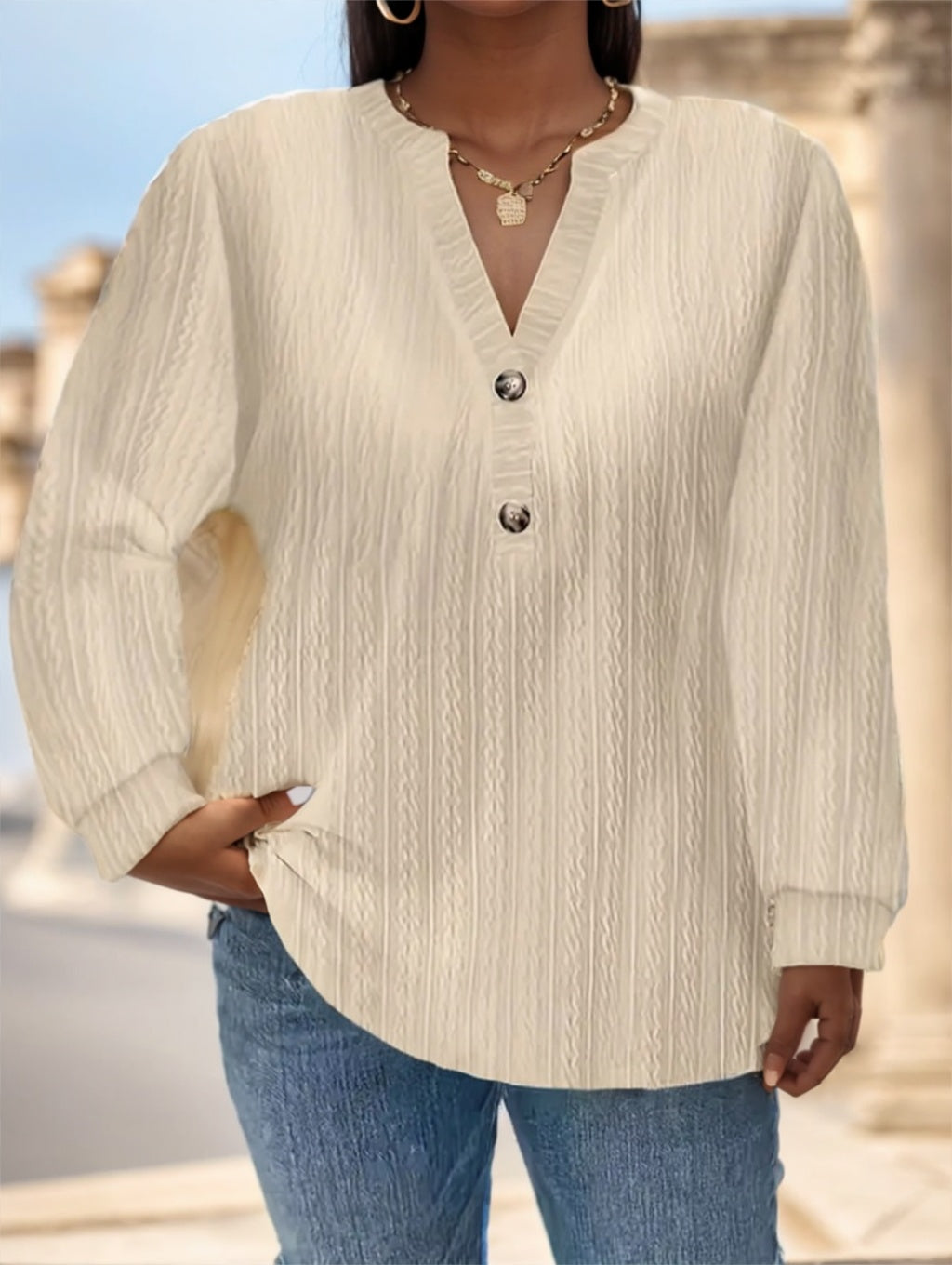 Camicia a maniche lunghe da donna in tinta unita