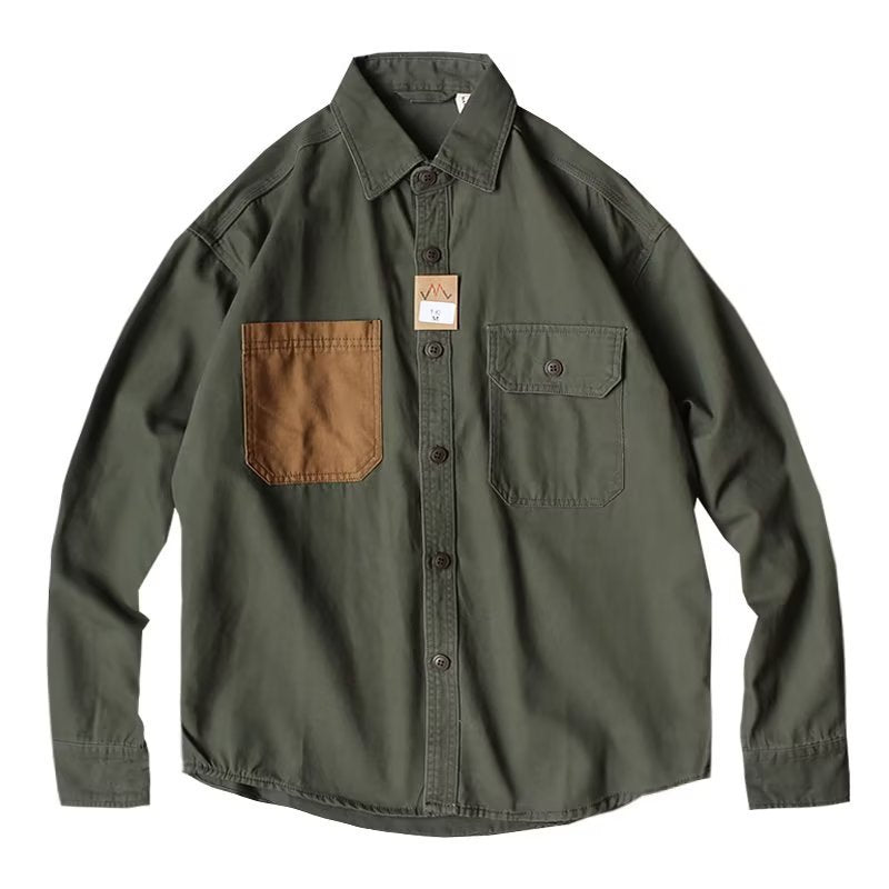 Camicia a maniche lunghe ampia in stile Hong Kong, camicia retrò in stile giapponese