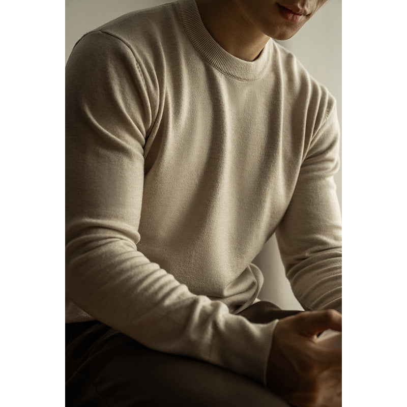 Tencel Wool Autumn And Winter Round Neck Long Sleeve Sweater Men