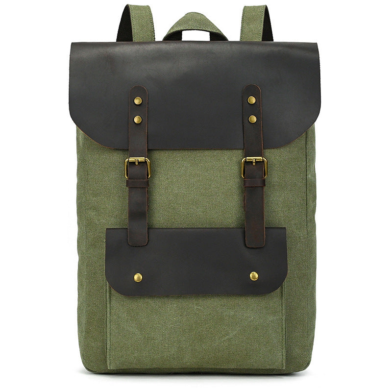 New Canvas Leather Large Capacity Backpack