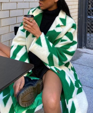 European And American Women's New Long Sleeved Large Woolen Overcoat