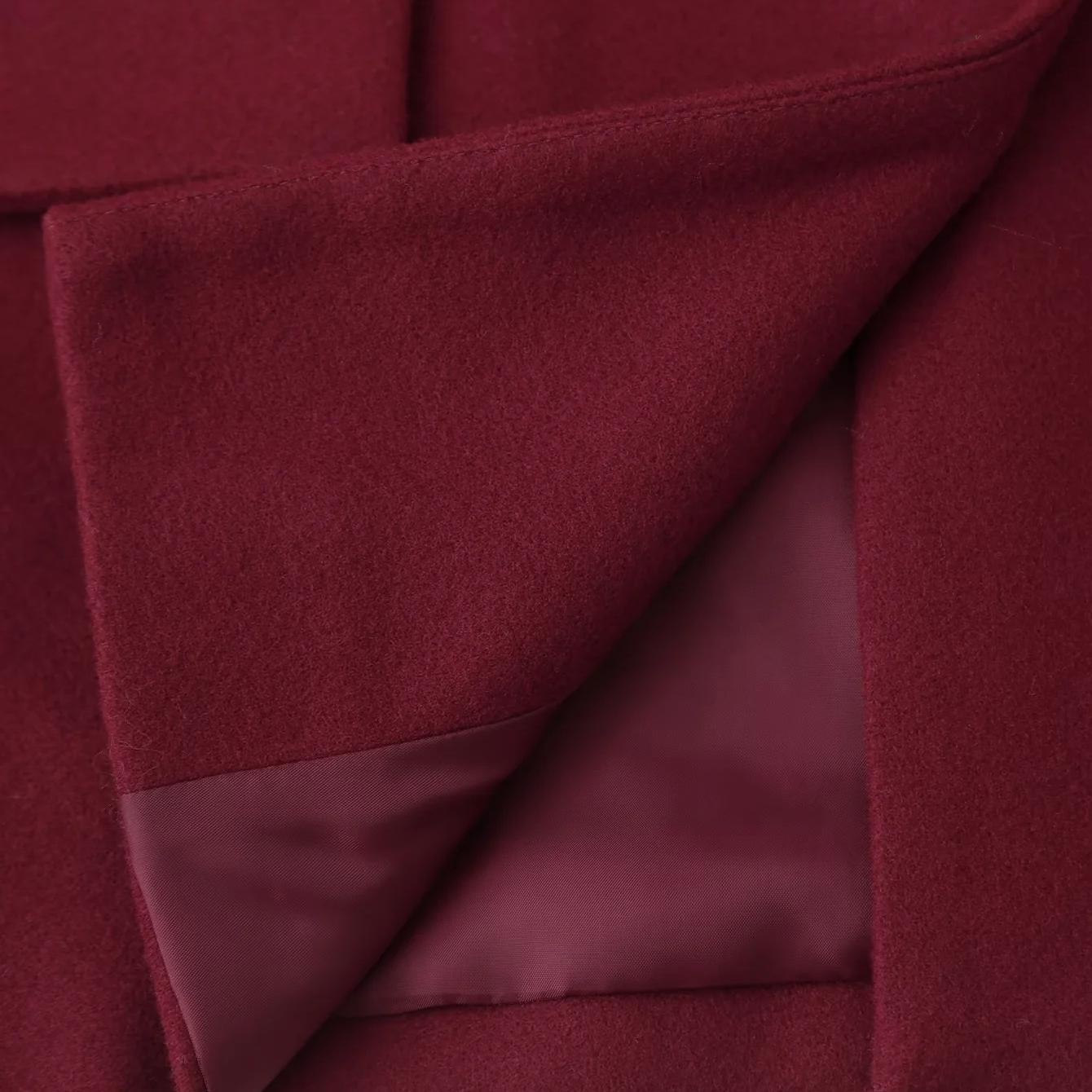 Cappotto di lana con sciarpa a maniche lunghe, casual e retrò, da donna