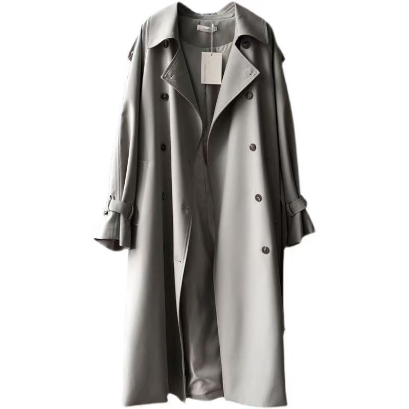 British Style All-match Draping Tight Waist Small Casual Women's Trench Coat