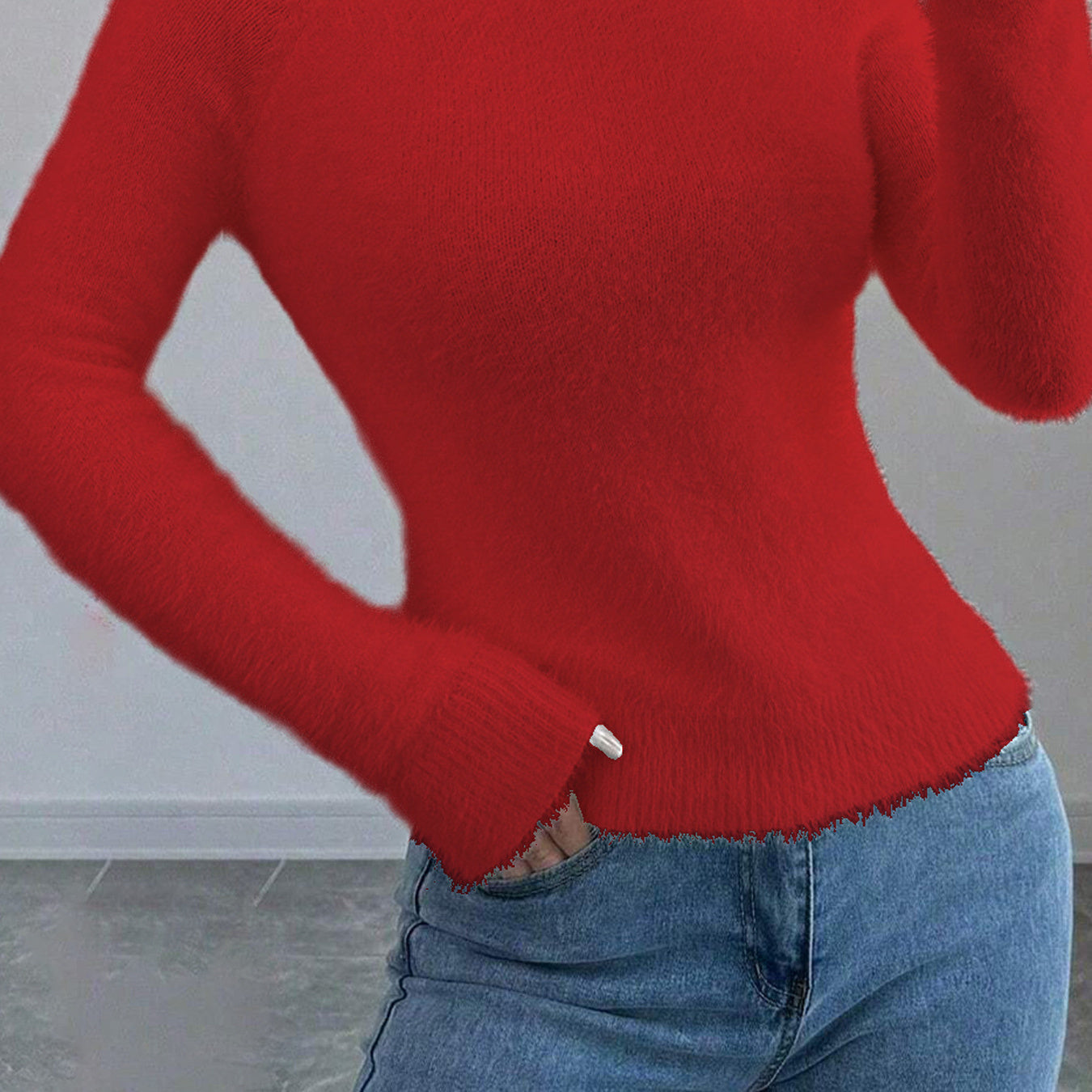 Women's Pure Color All-matching Soft Glutinous Long-sleeved Sweater