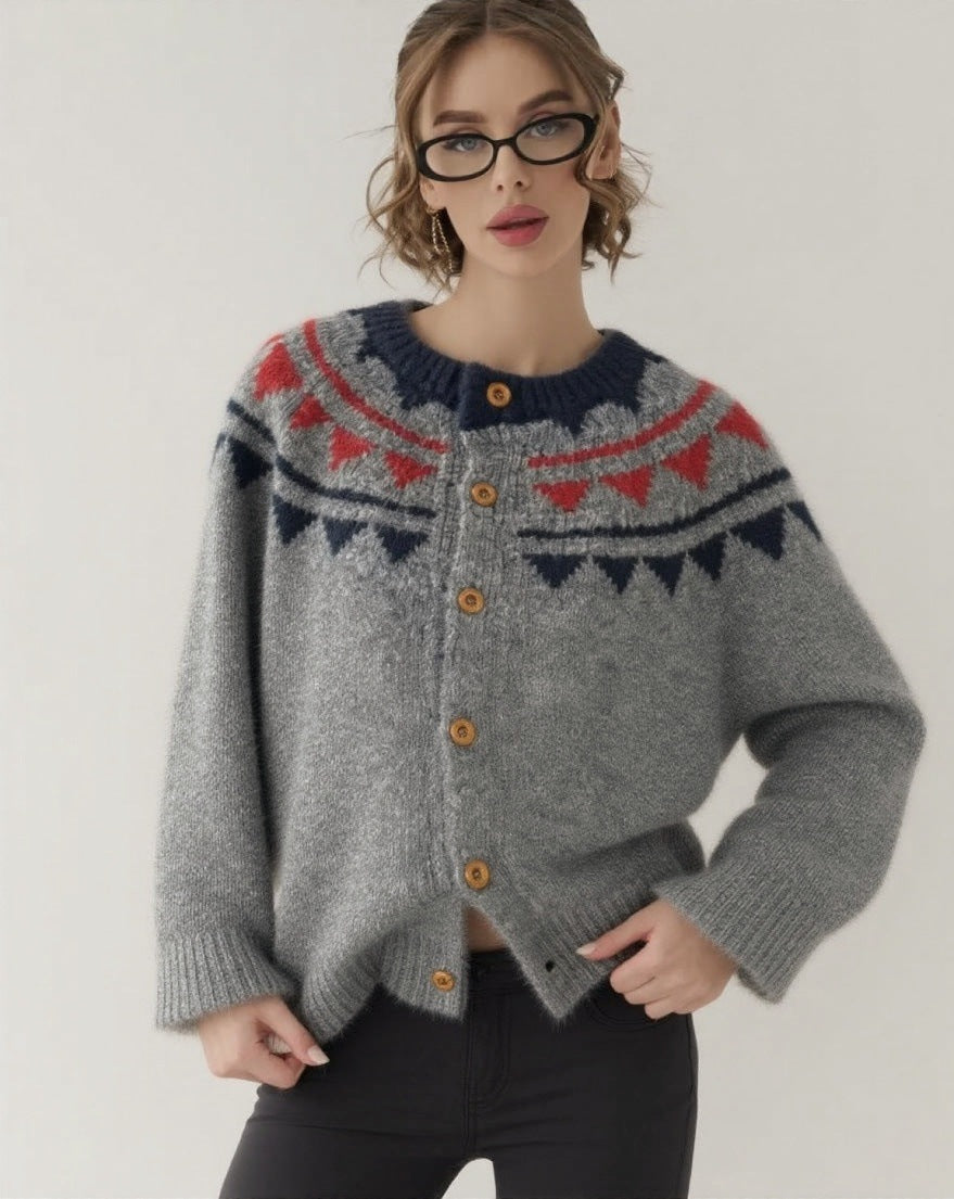 Round Neck Loose All-match Soft Glutinous Knitted Coat