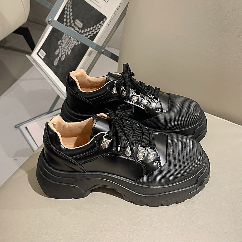 Scarpe da donna in pelle con plateau, stile britannico