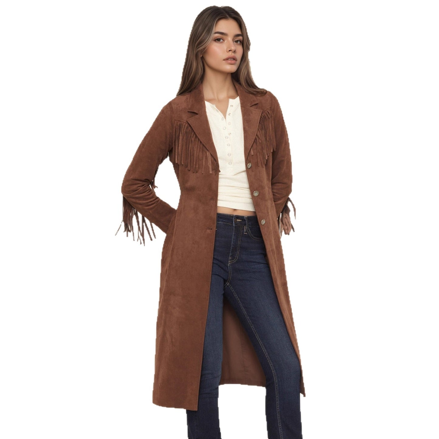 Cappotto alla moda con design a nappa lunga e facile da abbinare