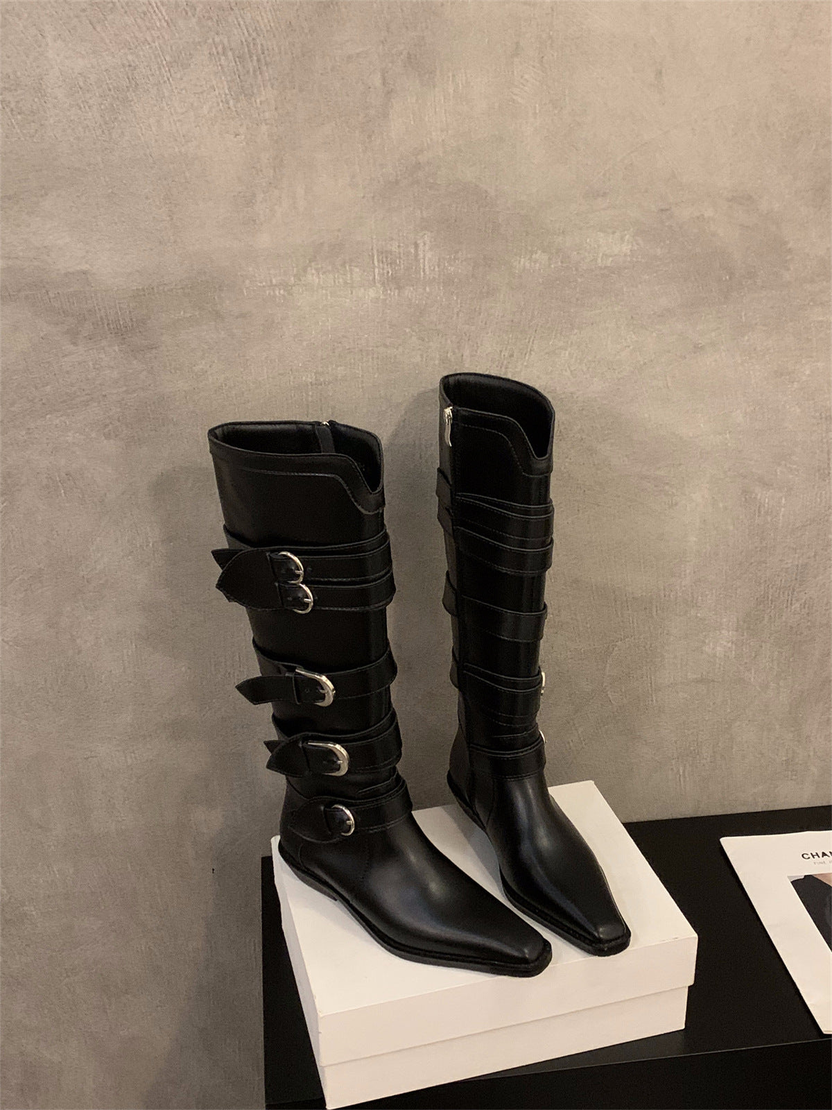 Stivali Maillard marroni con tacco spesso e punta, scarpe da donna