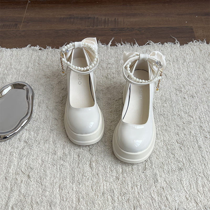 Sweet French Chunky Heel Mary Jane Shoes Shallow Mouth All-matching