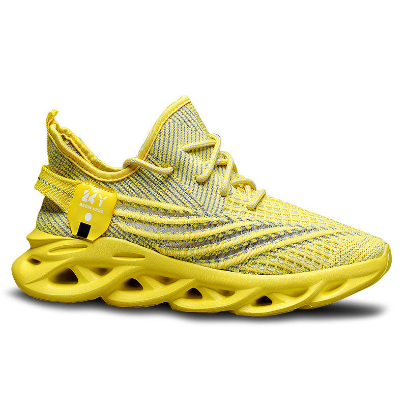 Scarpe da corsa con piattaforma da uomo, traspiranti, casual e con superficie in mesh, Flyknit