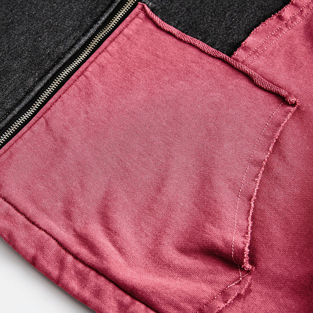 Giacca in denim patchwork a contrasto di colore da uomo e da donna, alta moda