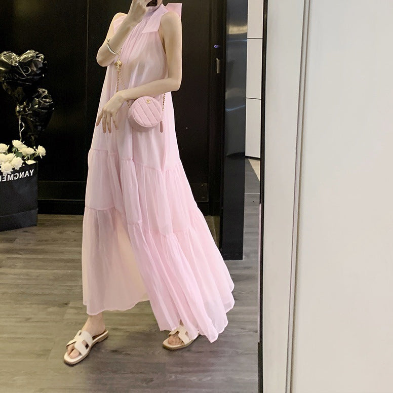 Women's French-style Mesh Halter Strap Dress