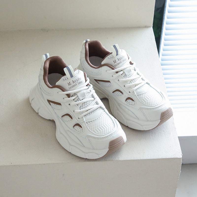 Scarpe sportive casual in rete, scarpe da corsa con plateau bianche versatili e antiscivolo