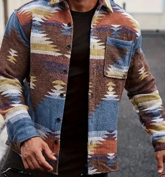 Men's Japanese Red And White Style Woolen Shirt