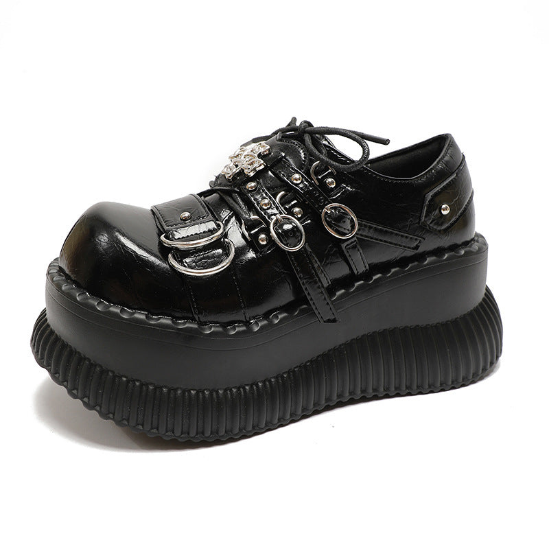Platform Leather Shoes Women's Dark Japanese Style