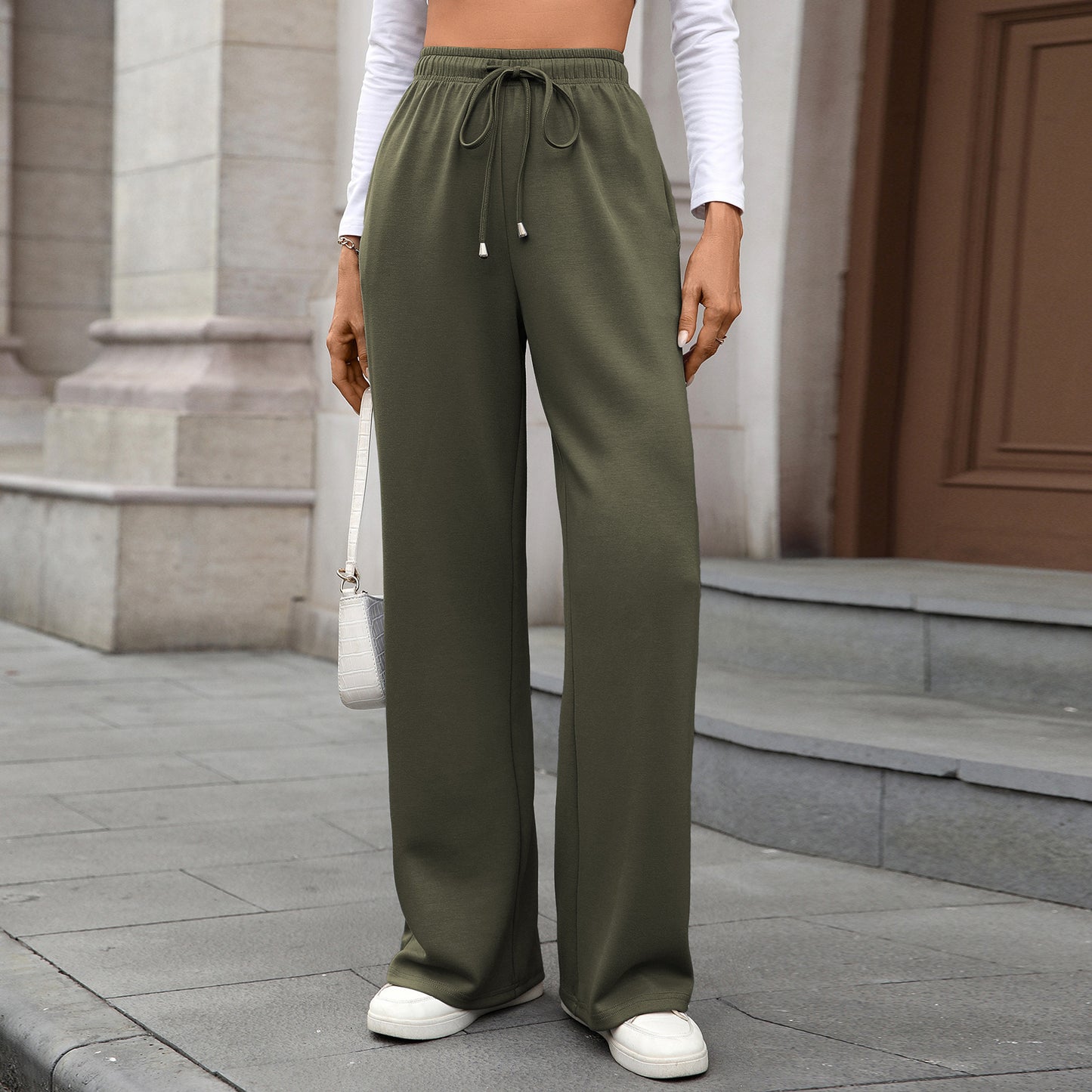 Drawstring Fashionable Casual Loose Straight Trousers