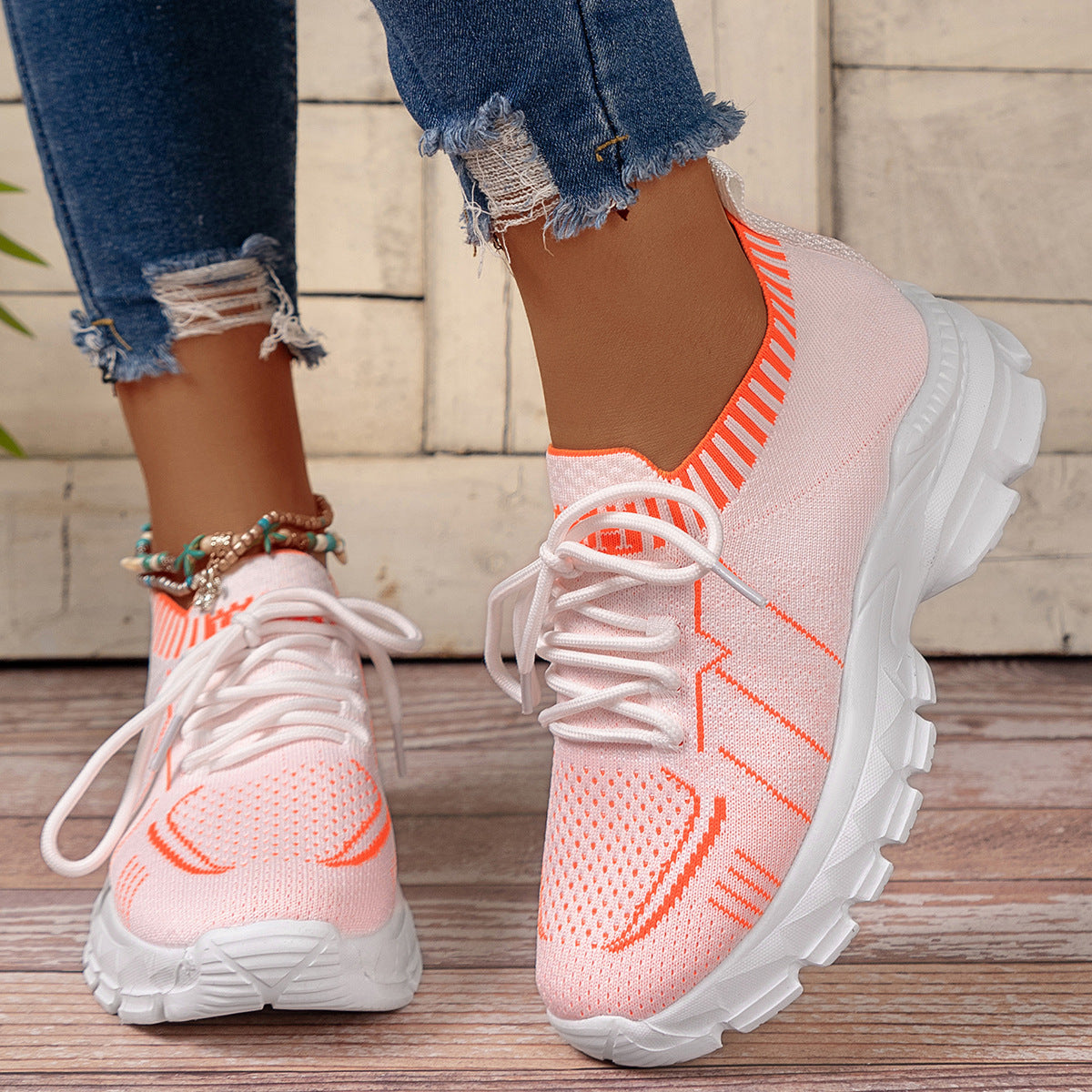 Multi-Color Mesh Sneaker Women's Fashion Shoes