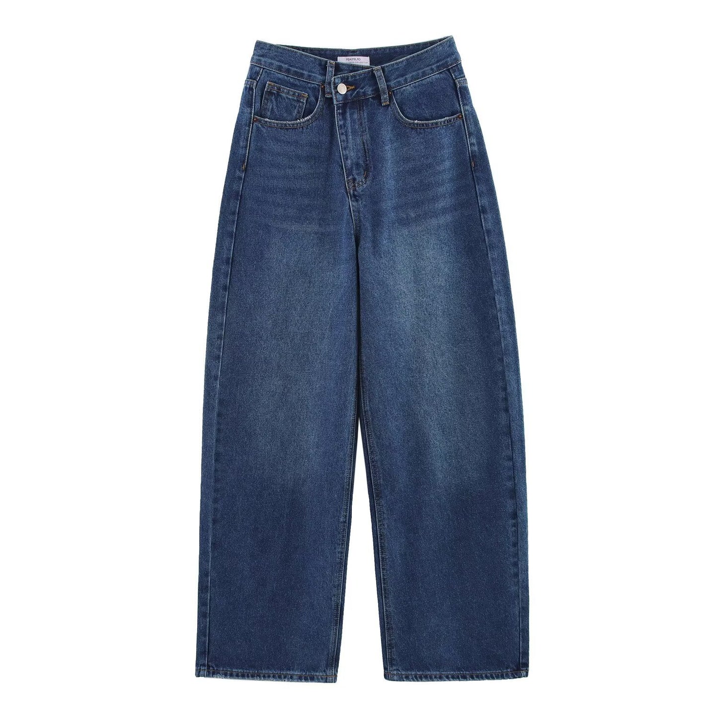 Casual All-match Double Breasted High Waist Loose Jeans