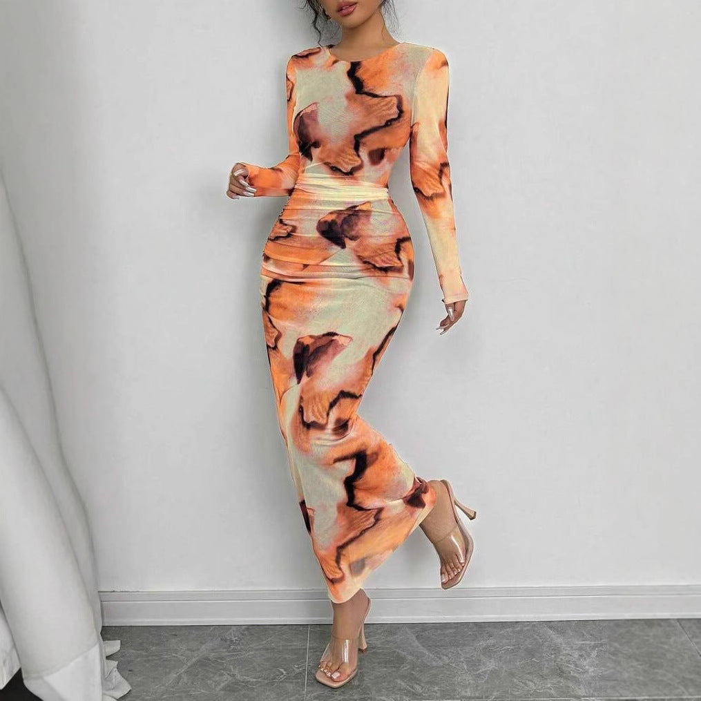 Elegant Graceful Double Layer Round Collar Gauze Dress Long