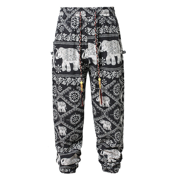 Men's Casual White And Colored Ankle-tied Harem Pants