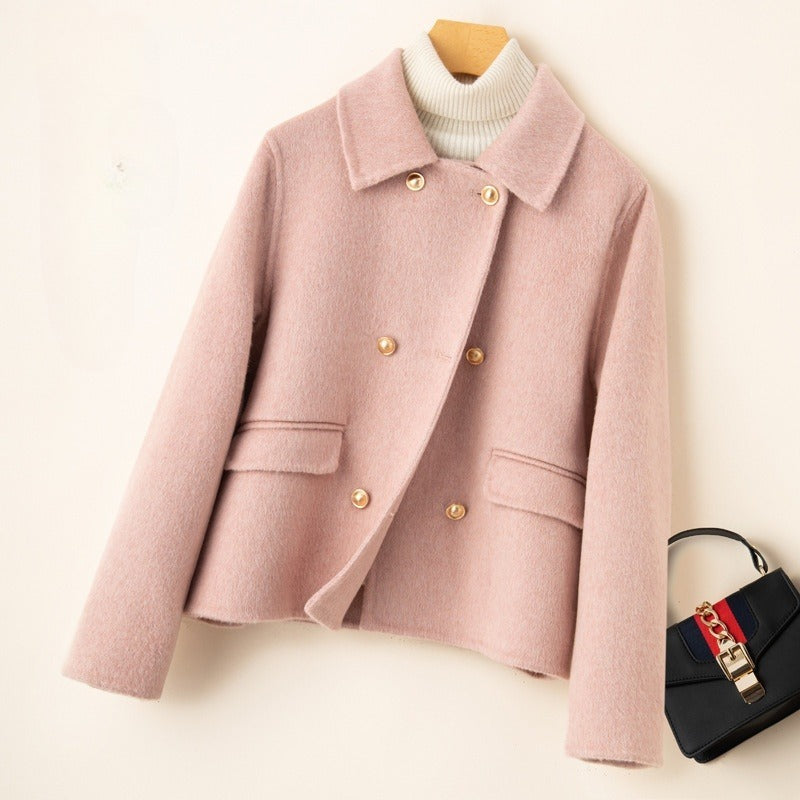 Cappotto corto da donna, di piccole dimensioni, in lana di alta qualità, double face