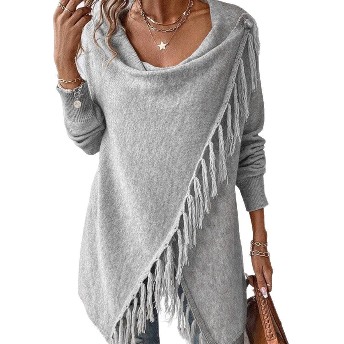 Women's Plus Size New Solid Color Knitted Cardigan