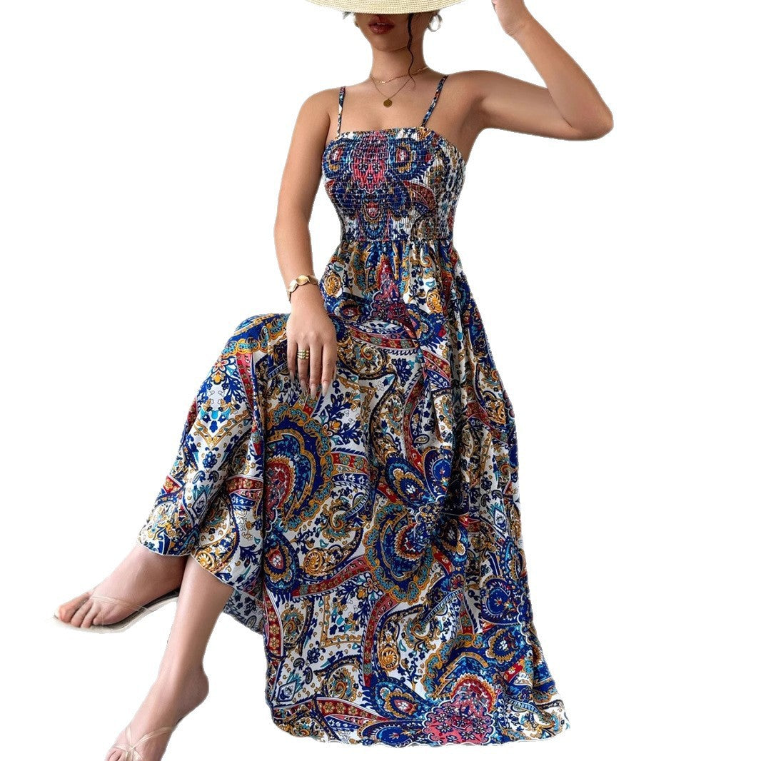 Mid Length Womens Printed Slip Dress