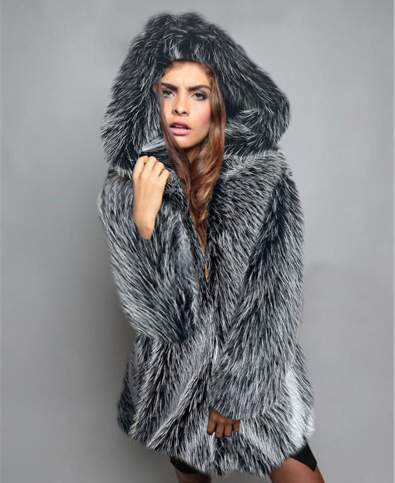 Loose Trendy Mid-length Fur Coat