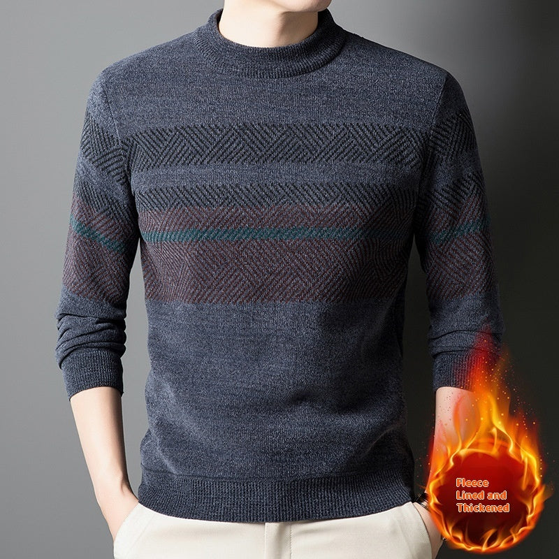 Men's Thermal Knitting Middle-aged Fleece Lined Sweater