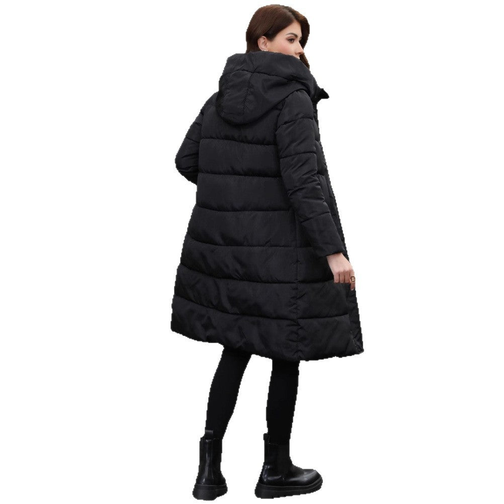 Hooded Thickened Cold-resistant Slim Fit Long Cotton Jacket