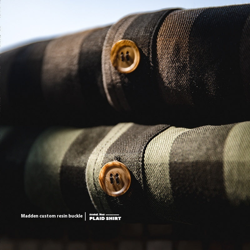 American Retro Plaid Loose Shirt Coat Men